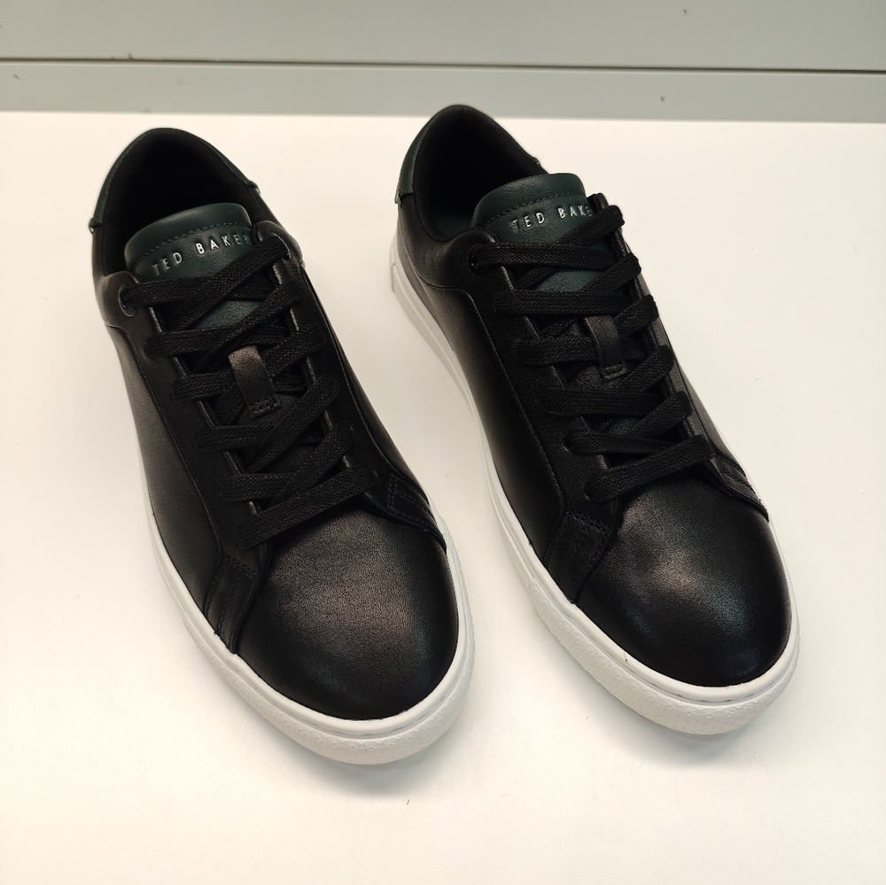 Ted Baker Robberto Sneaker Classic Casual Leather Black Green Sneakers Men's 8